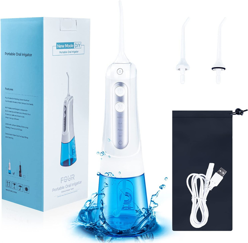 FOUR PORTABLE ORAL IRRIGATOR 300 ML WATER TANK