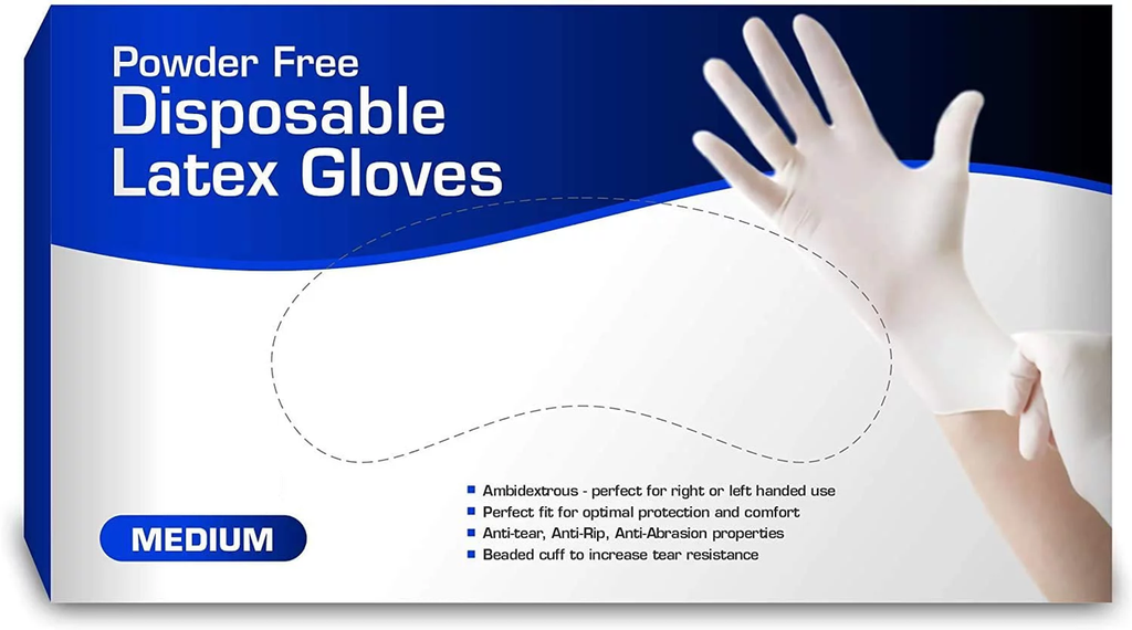 GLOVES LATEX DISPOSABLE MEDIUM