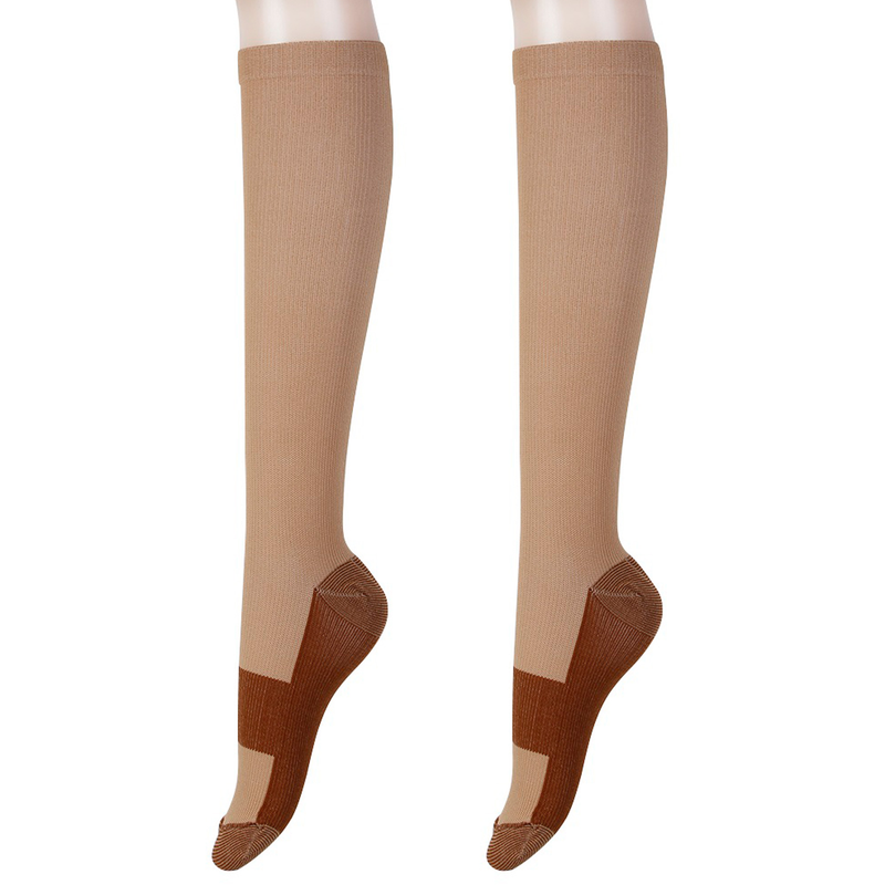 MIRACLE COPPER COMPRESSION SOCKS L/XL 1 PAIR BEIGE