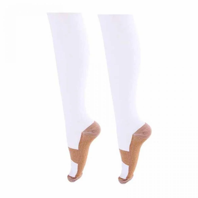 MIRACLE COPPER COMPRESSION SOCKS L/XL 1 PAIR WHITE