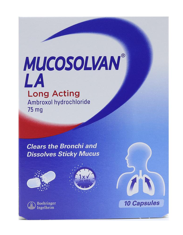 MUCOSOLVAN LA 75 MG 10 CAPSULES