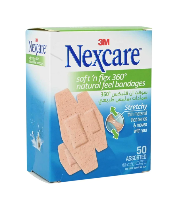 NEXCARE SOFT N FLEX 360* 50 ASSORTED BANDAGES