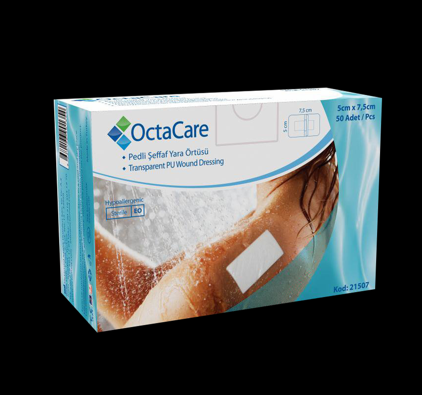 OCTACARE TRANSPARENT PU WOUND DRESSING 5 CMX 7.5 CM