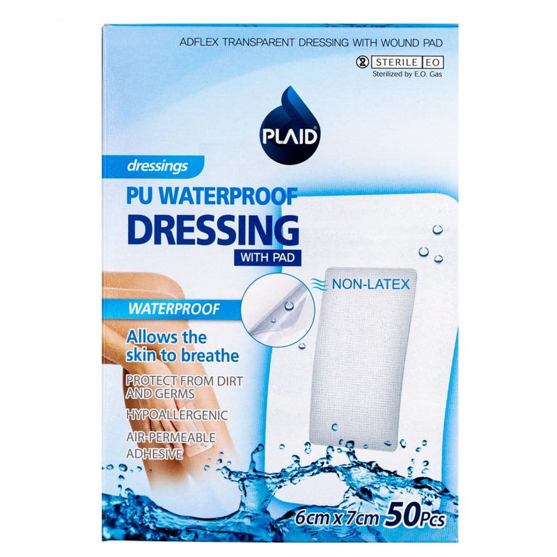 PLAID STERILE & WATERPROOF DRESSING BANDAGE 6X7 CM