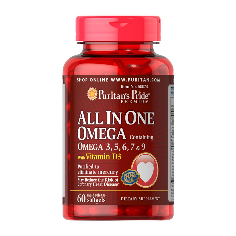 PURITAN'S PRIDE ALL IN ONE OMEGA WITH VIT D3 60 SOFTGELS