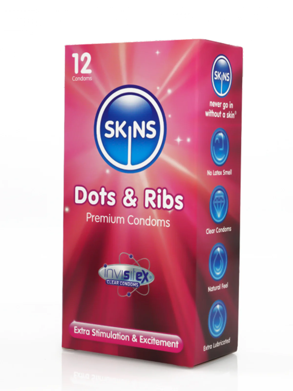 SKINS DOTS & RIBS 12 CONDOMS