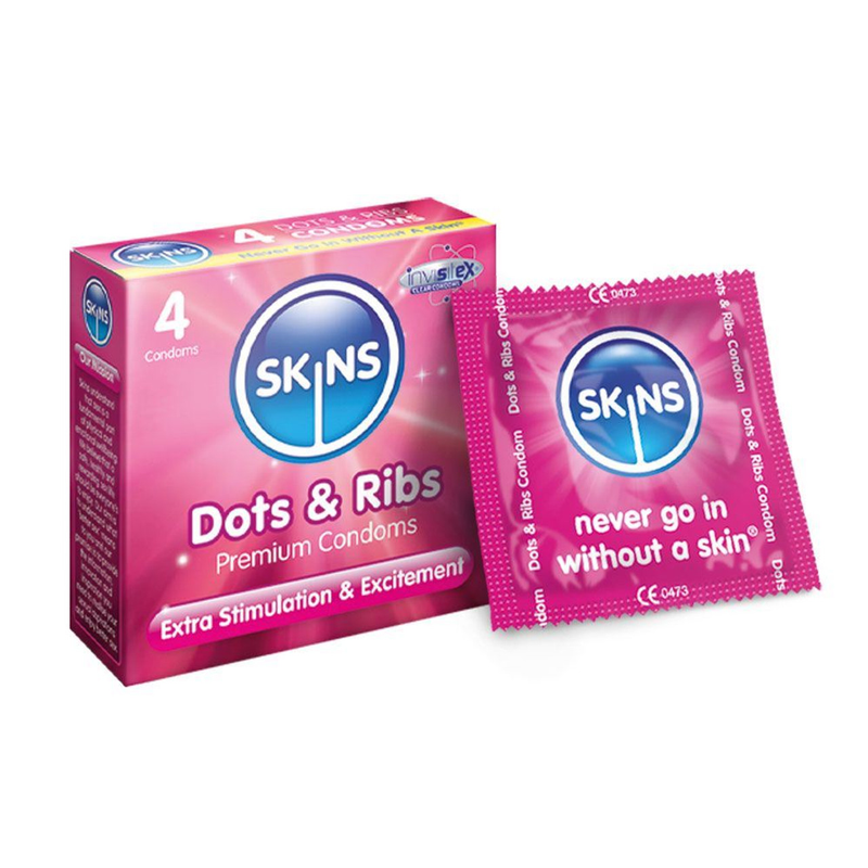 [I138298] SKINS DOTS & RIBS 4 CONDOMS