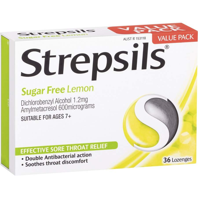 STREPSILS LEMON SUGER FREE 36 LOZENGES