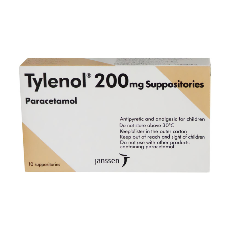 TYLENOL 200 MG 10 SUPP