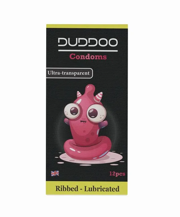 [I138506] DUDDOO LUBRICATED RIBBED 12 CONDOMS