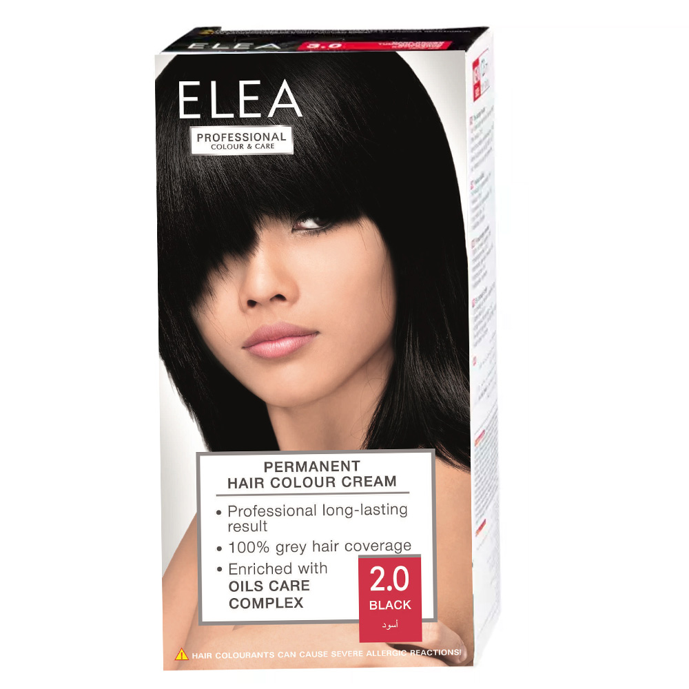 ELEA PERMANENT HAIR COLOUR CREAM 2.0 BLACK 123ML