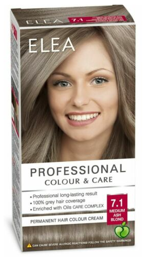 ELEA PERMANENT HAIR COLOUR CREAM 7.1 MEDIUM ASH BLOND 123ML