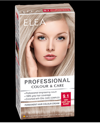 ELEA PERMANENT HAIR COLOUR CREAM 9.1 VERY LIGHT ASH BLOND 123ML