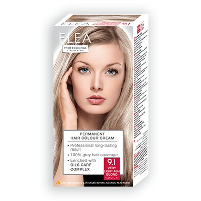 ELEA PERMANENT HAIR COLOUR CREAM 9.1 VERY LIGHT ASH BLOND 123ML