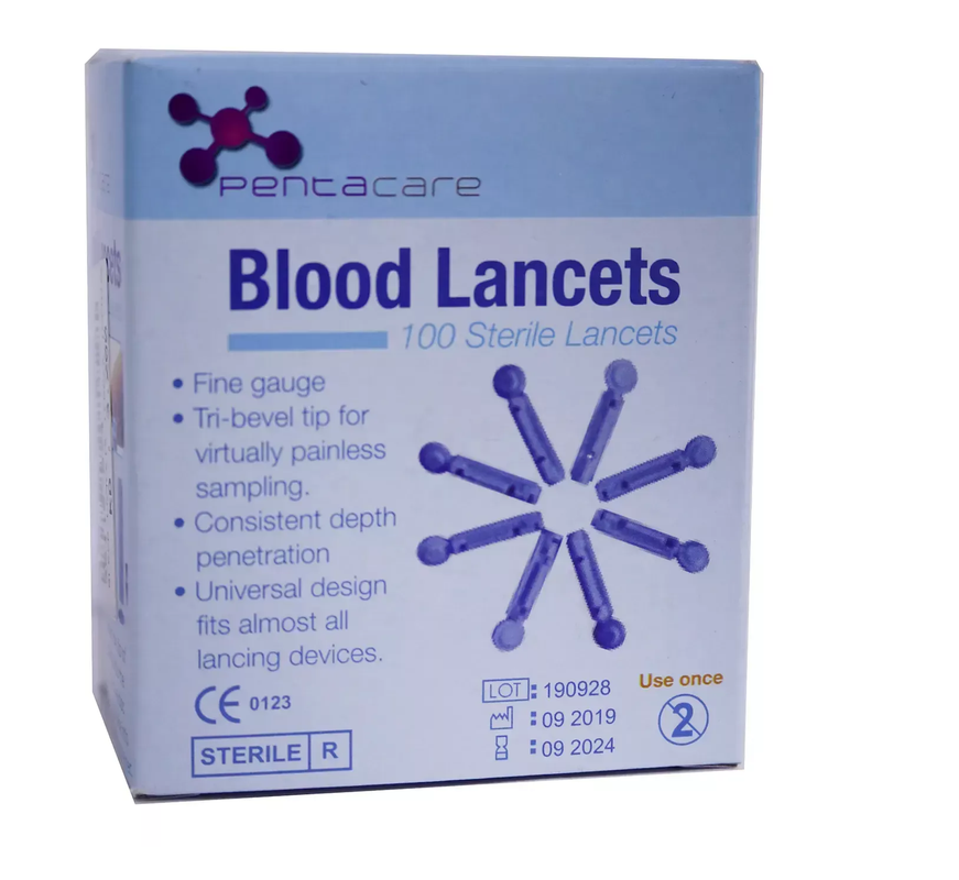 PENTACARE BLOOD LANCETS 100 STERILE LANCETS