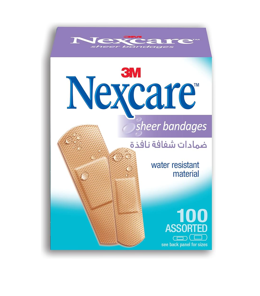 NEXCARE SHEER BANDAGES ASSORTED 100 PCS