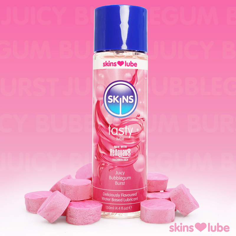 [I139059] SKINS TASTY JUICY BUBBLEGUM BURST LUBE 130 ML