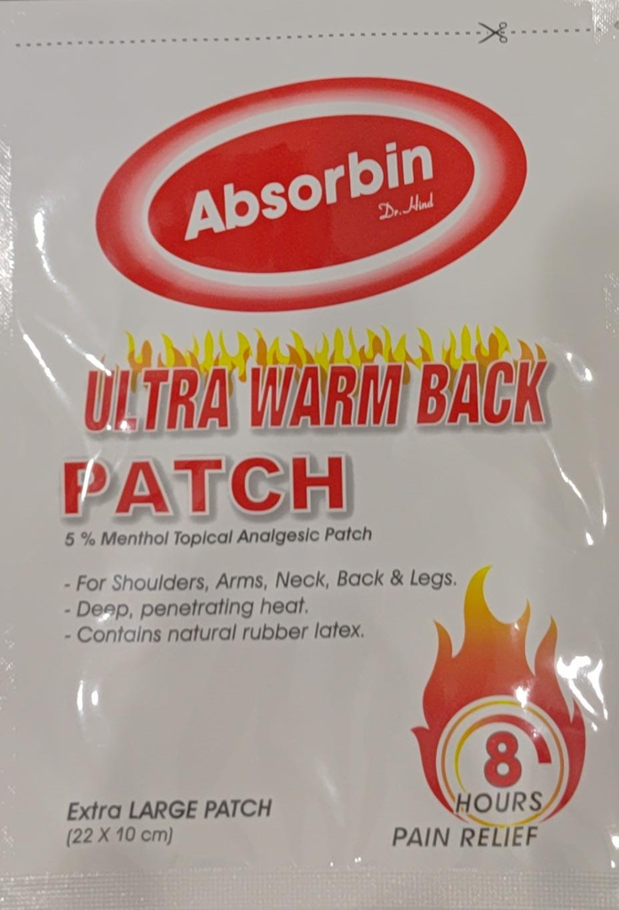 ABSORBIN ULTRA WARM BACK 5% MENTHOL 1 PATCH