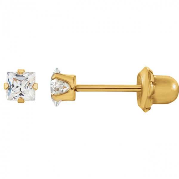 [I141604] 178 18K GOLD PLATED SMALL DIAMOND EARING 3MM