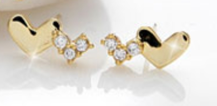 [I141696] ١٢٨  حلق مطلى بالذهب عيار ١٨  قيراط بتصميم قلبين متشابكين (٩  ملم).