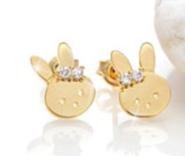 [I141708] 106 18K GOLD PLATED RUBBIT 8MM
