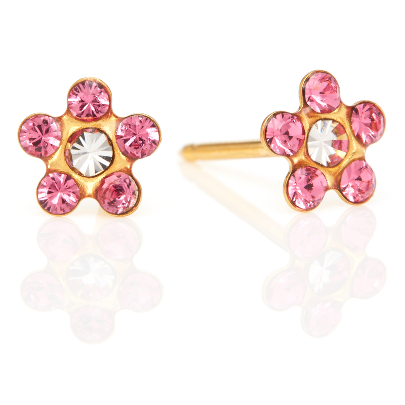 [I141712] 135 18K GOLD PLATED FLOWER 4 5 MM