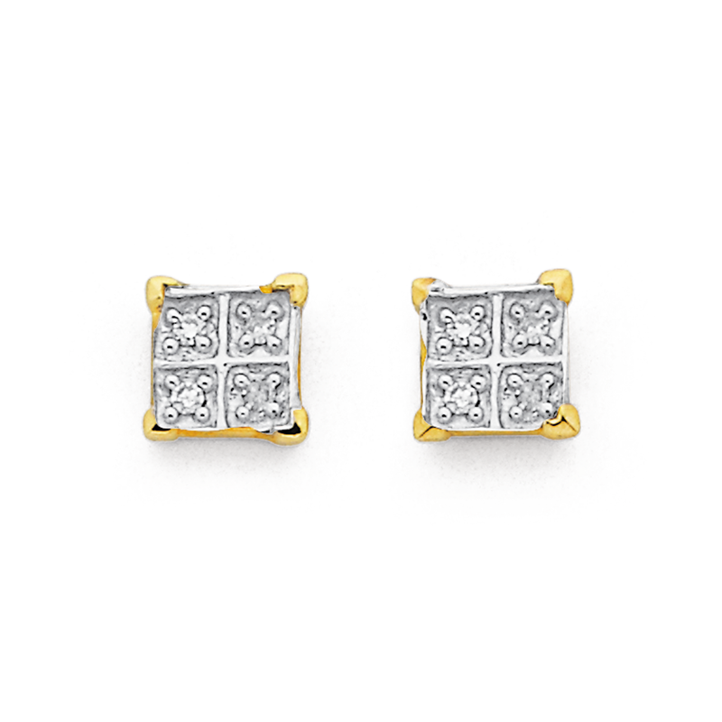 [I141831] 139 18K GOLD SQUAR DIAMOND EARING