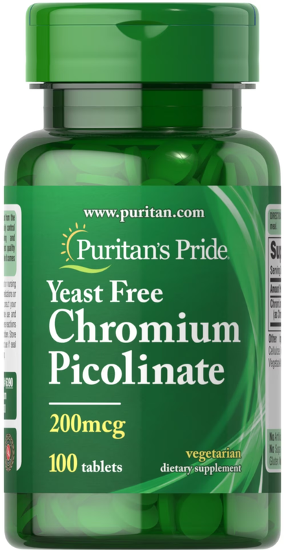 PURITAN'S PRIDE CHROMIUM PICOLINATE 200 MCG 100 TABLETS