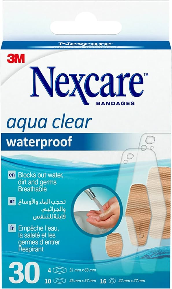 NEXCARE AQUA CLEAR WATERPROOF 30 ASSORTED