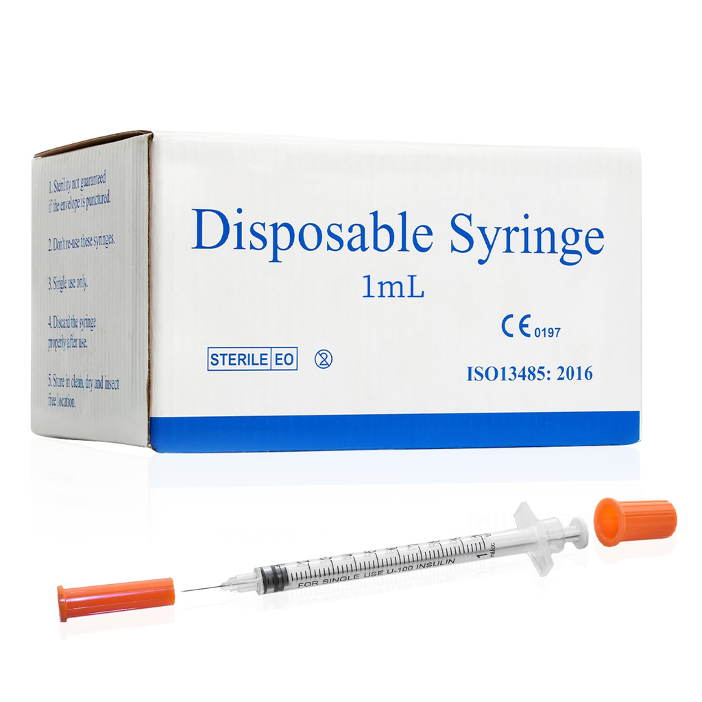 DISPOSABLE INSULIN SYRINGE 1 ML 30G 1/2 LONG