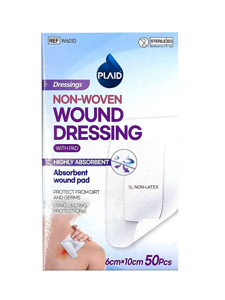 PLAID STERILE WOUND DRESSING 6CMX10CM 50 PCS