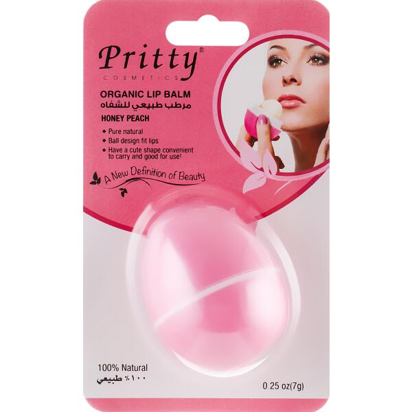 PRITTY COSMETICS ORGANIC LIP BALM HONEY PEACH 7G