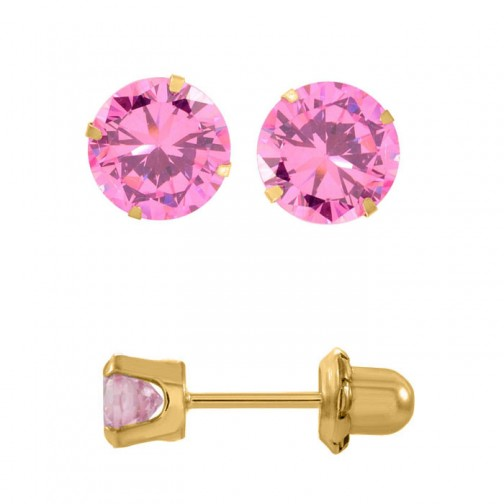 [I142024] 137 18K GOLD PINK DIAMOND EARING