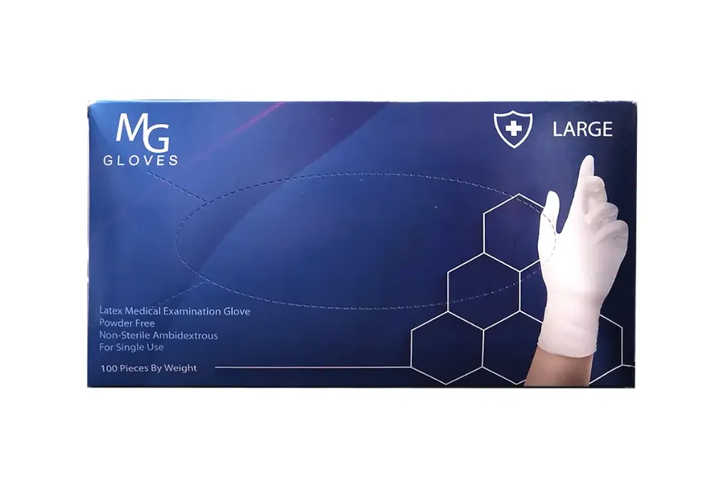 MG LATEX MEDICAL EXAMINATION POWDER FREE GLOVES LARGE