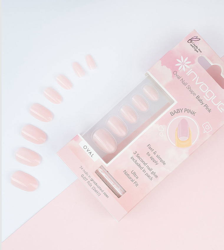 [I142123] INVOGUE FRENCH NATURAL PINK OVAL 24NAILS
