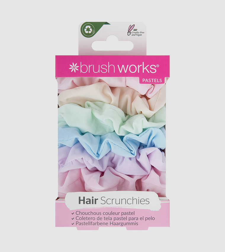 BRUSH WORKS PASTELS HAIR SCRUNCHIES 6PCS