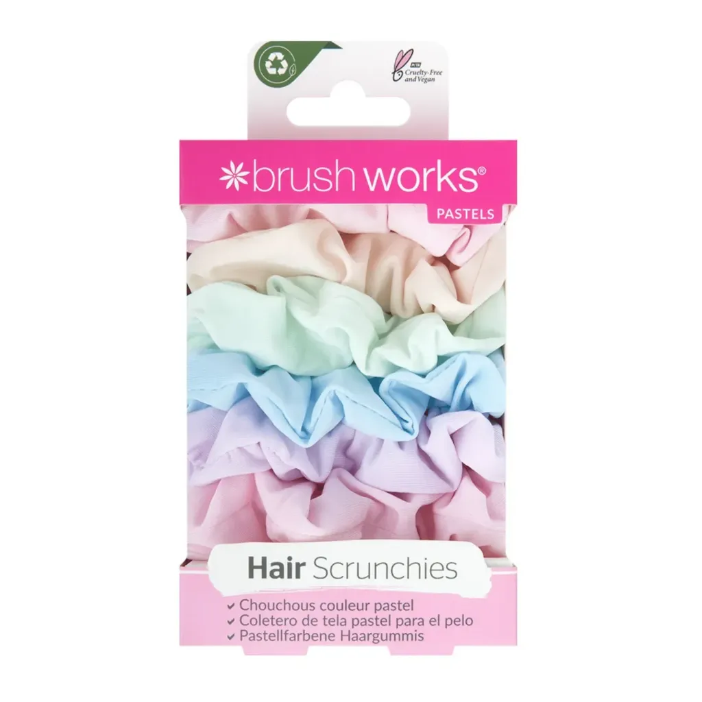 [I142129] BRUSH WORKS PASTELS HAIR SCRUNCHIES 6PCS