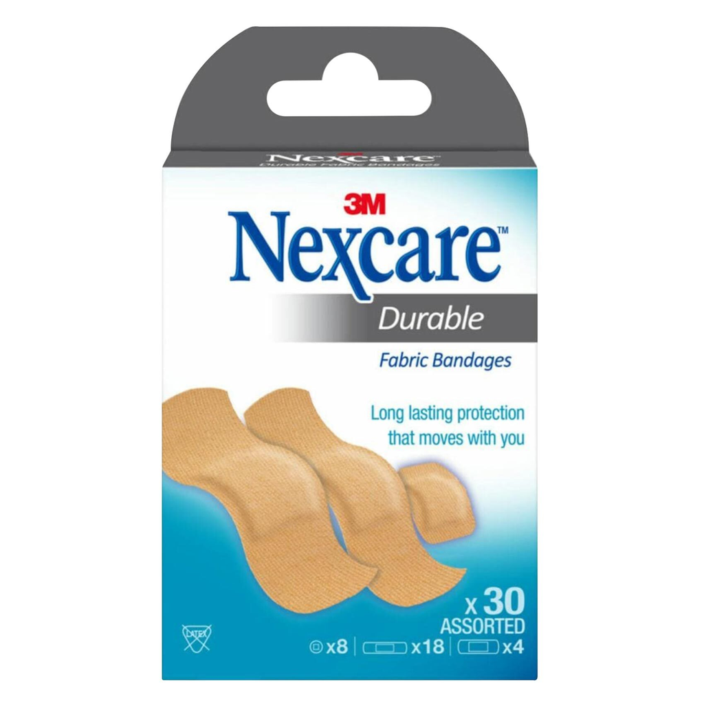 NEXCARE WATERPROOF DURABLE FABRIC 30 ASSORTED BANDAGES