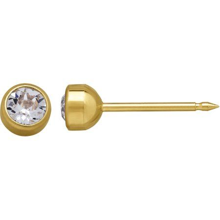 [I142312] 179 18K GOLD PLATED SMALL DIAMOND EARING 3MM