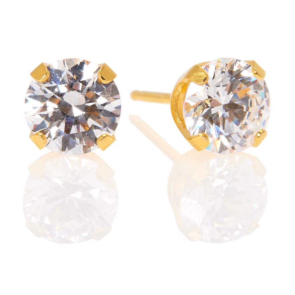 [I142313] 180 18K GOLD PLATED DIAMOND EARING 5MM