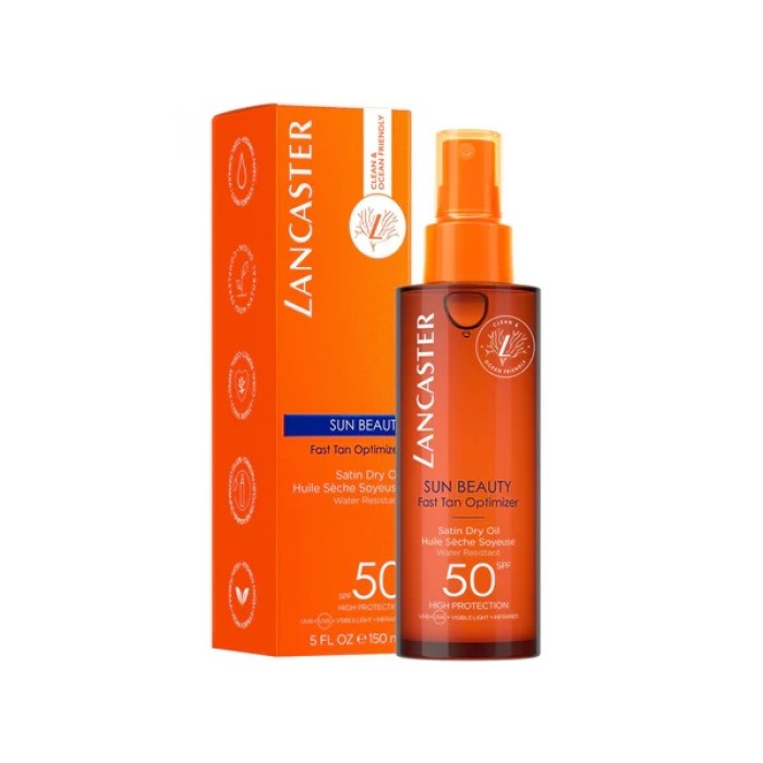 LANCASTER SUN BEAUTY FAST TAN OPTIMIZER SATIN DRY OIL SPF 50 SPRAY 150ML