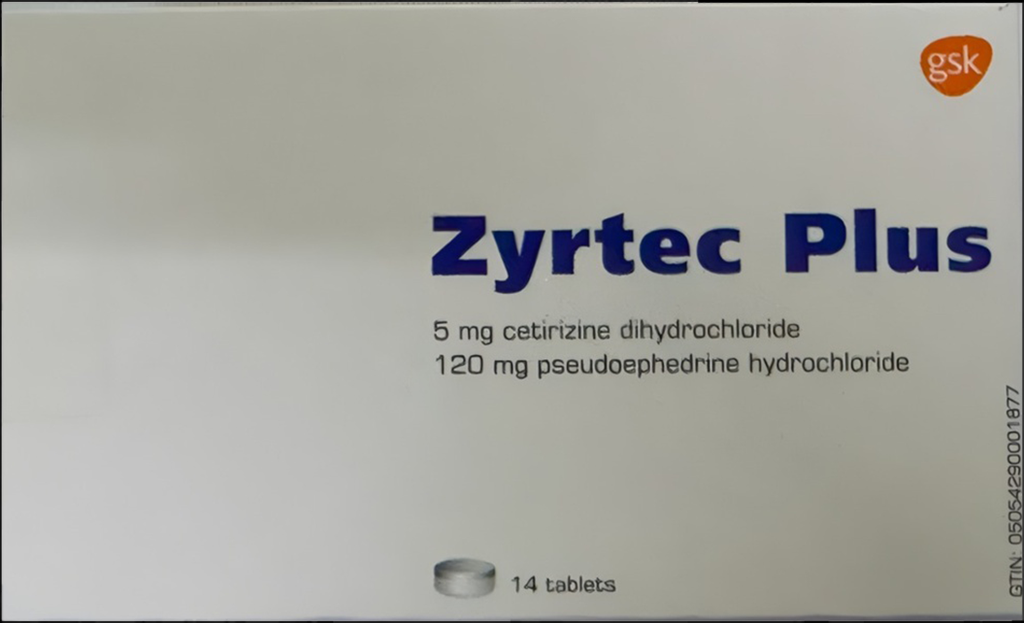 ZYRTEC PLUS 5 MG / 120 MG 14 TABLETS