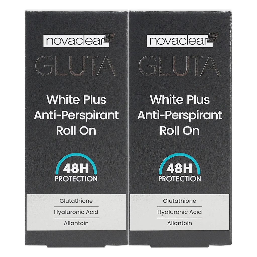 NOVACLEAR GLUTA WHITE PLUS ANTI-PERSPIRANT ROLL ON 48HR 50 ML OFFER 1+1