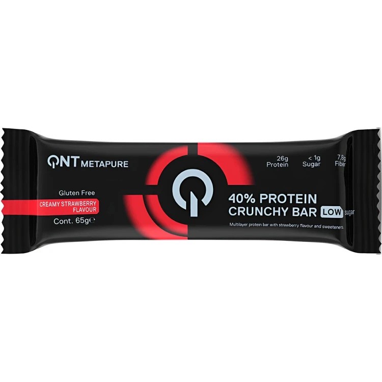 QNT 40% PROTEIN CRUNCHY BAR CREAMY STRAWBERRY FLAVOUR 65G