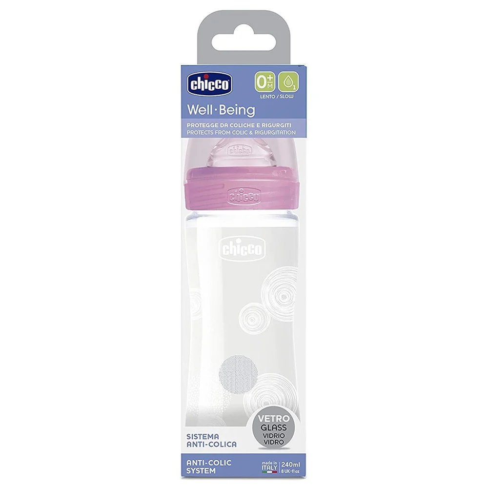 [I142555] CHICCO WELL BEING GIRL GLASS BOTTLE 240ML