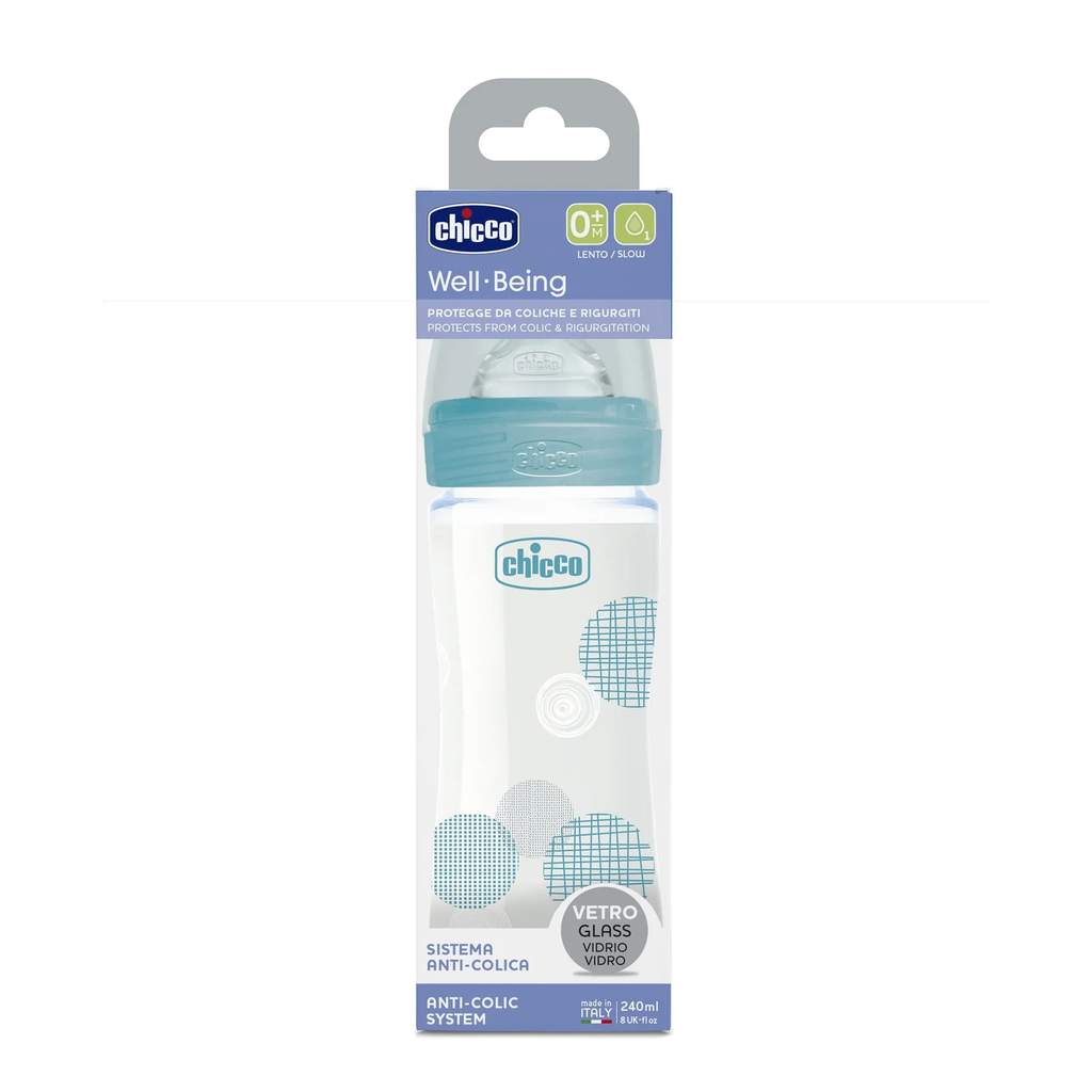 [I142556] CHICCO WELL BEING BOY GLASS BOTTLE 240ML