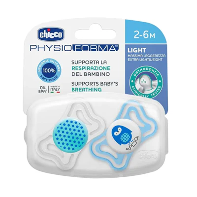 CHICCO SOOTHER AIR LIGHT BLUE 2-6M 2PCS