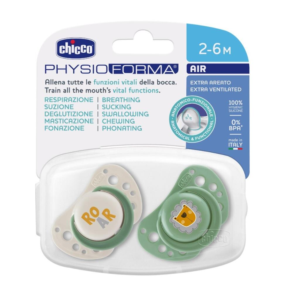 CHICCO SOOTHER AIR SILICON GREEN 2-6M 2PCS