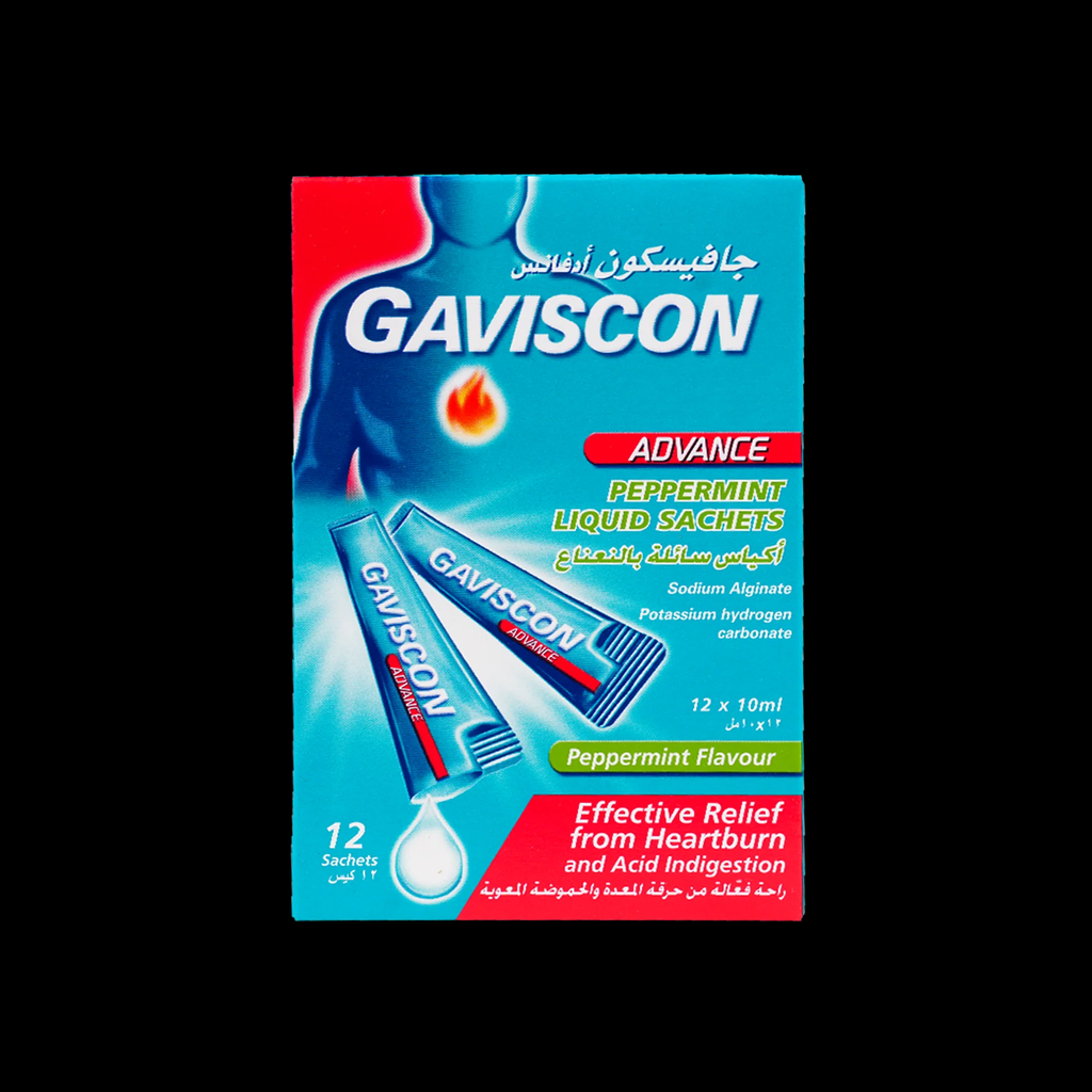 GAVISCON ADVANCE PEPPERMINT LIQUID 12 SACHETS