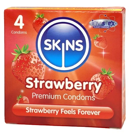 [I142846] SKINS STRAWBERRY 4 CONDOMS